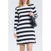 imageWIHOLL Dresses for Women Long Sleeve Casual Loose Fit Fall Fashion Crewneck Mini Dress with PocketsB  Black Stripe
