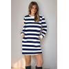imageWIHOLL Dresses for Women Long Sleeve Casual Loose Fit Fall Fashion Crewneck Mini Dress with PocketsB  Blue Stripe