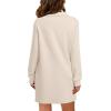 imageWIHOLL Womens Long Sleeve Lapel Collared V Neck Sweatshirt Dress Loose Fit Solid Color Mini Dresses Fall 2024Apricot