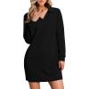 imageWIHOLL Womens Long Sleeve Lapel Collared V Neck Sweatshirt Dress Loose Fit Solid Color Mini Dresses Fall 2024Black