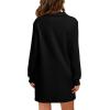 imageWIHOLL Womens Long Sleeve Lapel Collared V Neck Sweatshirt Dress Loose Fit Solid Color Mini Dresses Fall 2024Black