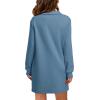 imageWIHOLL Womens Long Sleeve Lapel Collared V Neck Sweatshirt Dress Loose Fit Solid Color Mini Dresses Fall 2024Blue