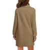 imageWIHOLL Womens Long Sleeve Lapel Collared V Neck Sweatshirt Dress Loose Fit Solid Color Mini Dresses Fall 2024Brown
