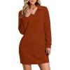 imageWIHOLL Womens Long Sleeve Lapel Collared V Neck Sweatshirt Dress Loose Fit Solid Color Mini Dresses Fall 2024Caramel
