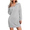 imageWIHOLL Womens Long Sleeve Lapel Collared V Neck Sweatshirt Dress Loose Fit Solid Color Mini Dresses Fall 2024Grey