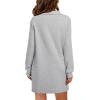 imageWIHOLL Womens Long Sleeve Lapel Collared V Neck Sweatshirt Dress Loose Fit Solid Color Mini Dresses Fall 2024Grey