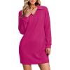 imageWIHOLL Womens Long Sleeve Lapel Collared V Neck Sweatshirt Dress Loose Fit Solid Color Mini Dresses Fall 2024Hot Pink