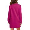 imageWIHOLL Womens Long Sleeve Lapel Collared V Neck Sweatshirt Dress Loose Fit Solid Color Mini Dresses Fall 2024Hot Pink