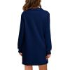 imageWIHOLL Womens Long Sleeve Lapel Collared V Neck Sweatshirt Dress Loose Fit Solid Color Mini Dresses Fall 2024Navy Blue