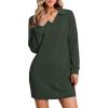 imageWIHOLL Womens Long Sleeve Lapel Collared V Neck Sweatshirt Dress Loose Fit Solid Color Mini Dresses Fall 2024Sage Green