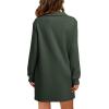 imageWIHOLL Womens Long Sleeve Lapel Collared V Neck Sweatshirt Dress Loose Fit Solid Color Mini Dresses Fall 2024Sage Green