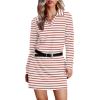 imageWIHOLL Womens Long Sleeve Lapel Collared V Neck Sweatshirt Dress Loose Fit Solid Color Mini Dresses Fall 2024WhiteLight Brown