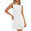 imageWIHOLL Womens Summer ALine Sleeveless Boat Neck Mini Dress Club Party Little Short DressesA  White