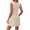 imageWIHOLL Womens Summer ALine Sleeveless Boat Neck Mini Dress Club Party Little Short DressesC  Apricot