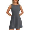 imageWIHOLL Womens Summer ALine Sleeveless Boat Neck Mini Dress Club Party Little Short DressesD  Dark Grey