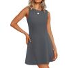 imageWIHOLL Womens Summer ALine Sleeveless Boat Neck Mini Dress Club Party Little Short DressesD  Dark Grey