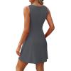 imageWIHOLL Womens Summer ALine Sleeveless Boat Neck Mini Dress Club Party Little Short DressesD  Dark Grey