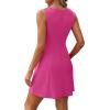 imageWIHOLL Womens Summer ALine Sleeveless Boat Neck Mini Dress Club Party Little Short DressesE  Hot Pink