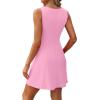 imageWIHOLL Womens Summer ALine Sleeveless Boat Neck Mini Dress Club Party Little Short DressesF  Pink
