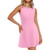 imageWIHOLL Womens Summer ALine Sleeveless Boat Neck Mini Dress Club Party Little Short DressesF  Pink