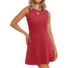imageWIHOLL Womens Summer ALine Sleeveless Boat Neck Mini Dress Club Party Little Short DressesG  Red