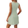 imageWIHOLL Womens Summer ALine Sleeveless Boat Neck Mini Dress Club Party Little Short DressesH  Sage Green