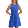 imageWIHOLL Womens Summer ALine Sleeveless Boat Neck Mini Dress Club Party Little Short DressesI  Blue