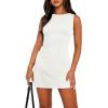 imageWIHOLL Womens Summer Sleeveless Boat Neck Mini Dress Slim Fit Party Club Bodycon DressesA  White