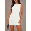 imageWIHOLL Womens Summer Sleeveless Boat Neck Mini Dress Slim Fit Party Club Bodycon DressesA  White