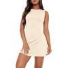 imageWIHOLL Womens Summer Sleeveless Boat Neck Mini Dress Slim Fit Party Club Bodycon DressesC  Light Apricot