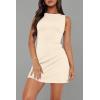 imageWIHOLL Womens Summer Sleeveless Boat Neck Mini Dress Slim Fit Party Club Bodycon DressesC  Light Apricot