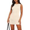 imageWIHOLL Womens Summer Sleeveless Boat Neck Mini Dress Slim Fit Party Club Bodycon DressesC  Light Apricot