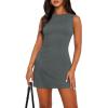 imageWIHOLL Womens Summer Sleeveless Boat Neck Mini Dress Slim Fit Party Club Bodycon DressesD  Deep Grey