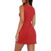 imageWIHOLL Womens Summer Sleeveless Boat Neck Mini Dress Slim Fit Party Club Bodycon DressesD  Red