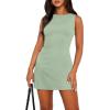imageWIHOLL Womens Summer Sleeveless Boat Neck Mini Dress Slim Fit Party Club Bodycon DressesF  Sage Green