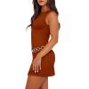 imageWIHOLL Womens Summer Sleeveless Boat Neck Mini Dress Slim Fit Party Club Bodycon DressesJ  Caramel