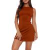 imageWIHOLL Womens Summer Sleeveless Boat Neck Mini Dress Slim Fit Party Club Bodycon DressesJ  Caramel