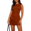 imageWIHOLL Womens Summer Sleeveless Boat Neck Mini Dress Slim Fit Party Club Bodycon DressesJ  Caramel
