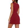 imageWIHOLL Womens Summer Sleeveless Boat Neck Mini Dress Slim Fit Party Club Bodycon DressesL  Red