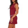 imageWIHOLL Womens Summer Sleeveless Boat Neck Mini Dress Slim Fit Party Club Bodycon DressesL  Red