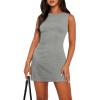 imageWIHOLL Womens Summer Sleeveless Boat Neck Mini Dress Slim Fit Party Club Bodycon DressesQ  Grey