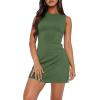 imageWIHOLL Womens Summer Sleeveless Boat Neck Mini Dress Slim Fit Party Club Bodycon DressesT  Olive Green