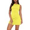 imageWIHOLL Womens Summer Sleeveless Boat Neck Mini Dress Slim Fit Party Club Bodycon DressesY  Yellow