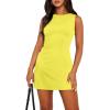 imageWIHOLL Womens Summer Sleeveless Boat Neck Mini Dress Slim Fit Party Club Bodycon DressesY  Yellow