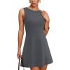 imageWIHOLL Womens Summer ALine Sleeveless Boat Neck Mini Dress Club Party Little Short DressesD  Dark Grey