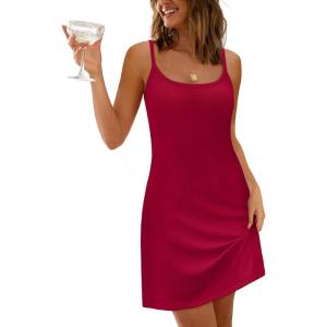 imageWIHOLL Womens Summer Sleeveless ALine Mini Dress 2025 Sexy Backless Spaghetti Strap Party Club Bodycon DressesAred