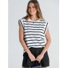 imageWIHOLL Cap Sleeve Tops for Women Summer Top Basic Tee Shirts Casual Tank Loose Fit 2025 FashionD  Black Stripe