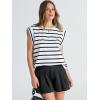 imageWIHOLL Cap Sleeve Tops for Women Summer Top Basic Tee Shirts Casual Tank Loose Fit 2025 FashionD  Black Stripe