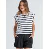imageWIHOLL Cap Sleeve Tops for Women Summer Top Basic Tee Shirts Casual Tank Loose Fit 2025 FashionD  Black Stripe