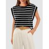 imageWIHOLL Cap Sleeve Tops for Women Summer Top Basic Tee Shirts Casual Tank Loose Fit 2025 FashionE  White Stripe